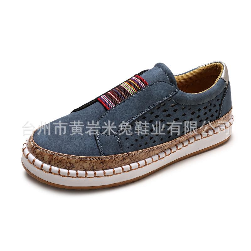 

Новые туфли на плоской подошве, одинарные, большого размера, эластичные, дышащая сетка, на плоском каблуке, кроссовки 43 синий