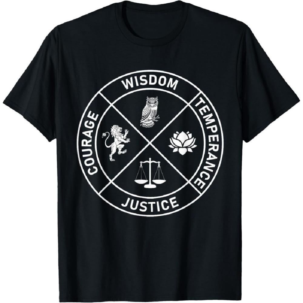 

4 Stoic Virtues Wisdom Temperance Justice Courage Stoicism T-Shirt XXXXXL