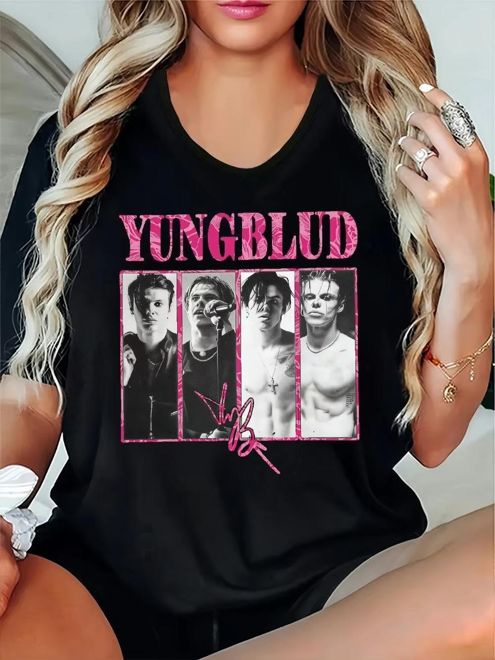 

Women s Plus Size Loose Crew Neck T-Shirt - Yungblud Inspired Print Loose Casual All-Season Base Layer Streetwear T-Shirt S