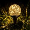 Cracked Glass Ball Garden Light - Outdoor Ground Stake Decorative Lamp for Yard Path