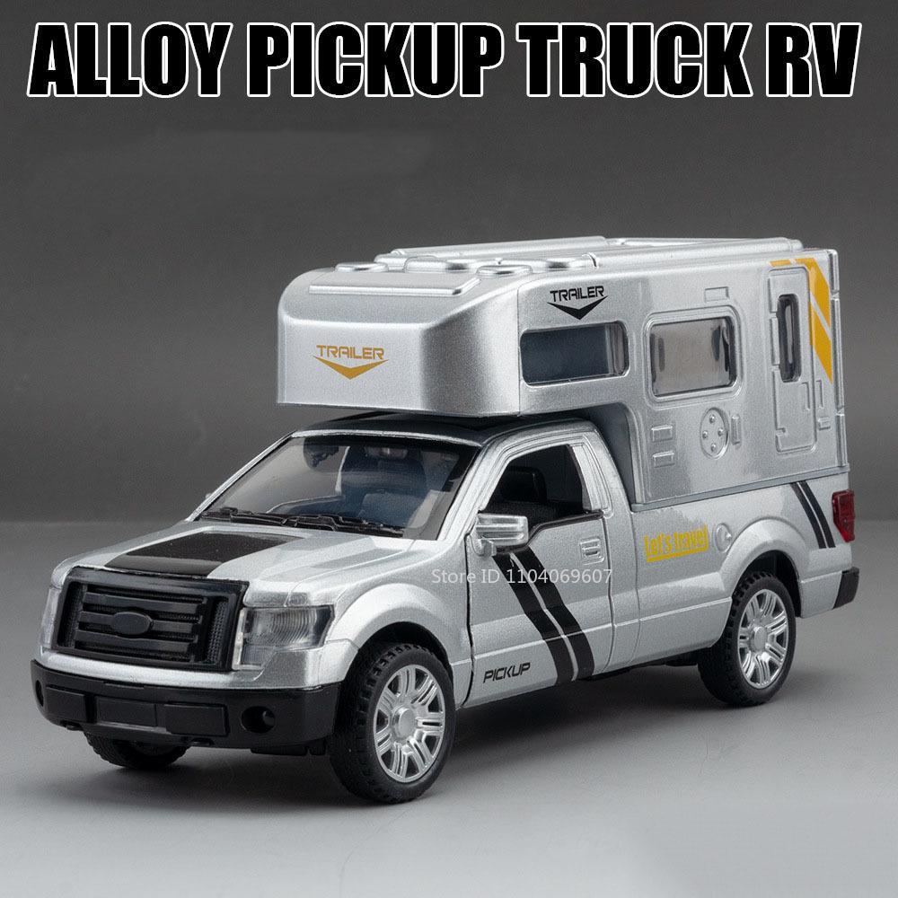

1:32 F-150 Raptor Off-road Car Model Toys Alloy Diecast Pickup Truck RV Sound Light Doors Opened Shock Absorption for Kids Gifts
