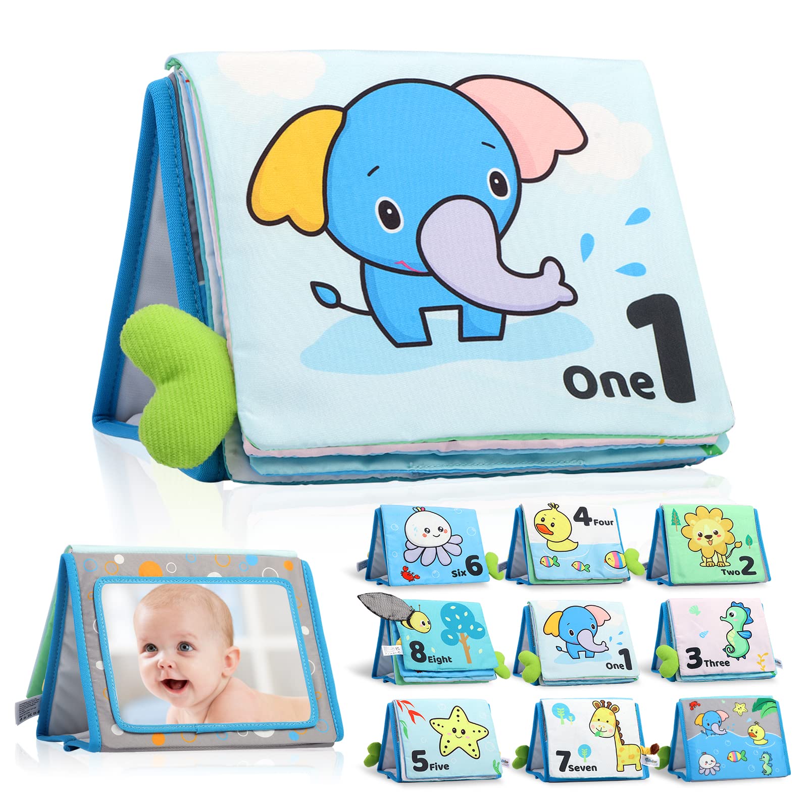 

Baby Mirror Soft Crinkle Activity Book Toddler Toy Gift Months Toy, 0-6 (Forest)