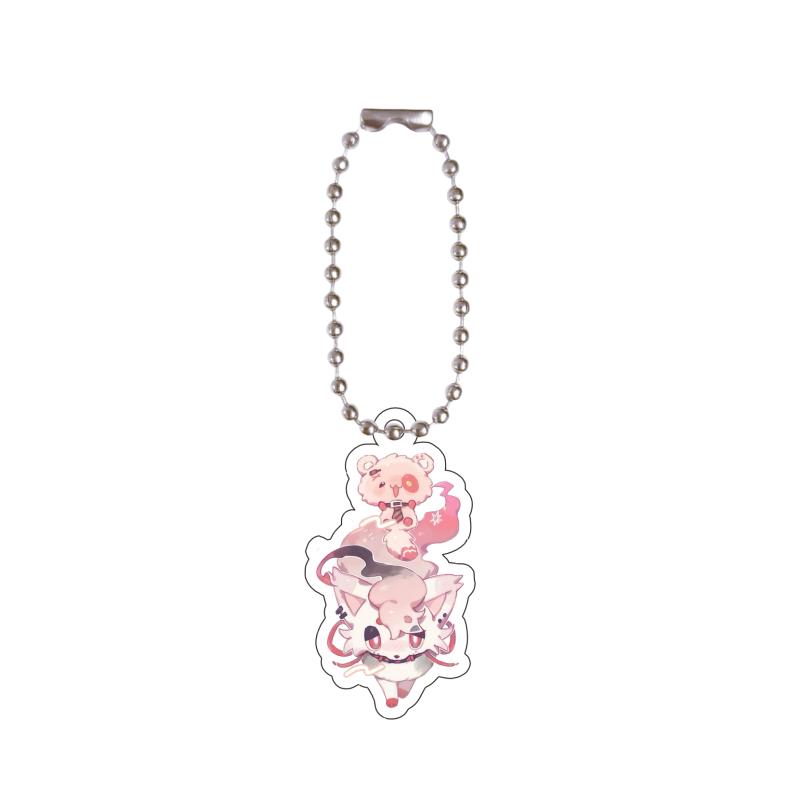 Anime Acrylic Key Ring for Brionne Alolan Meowth Pumpkaboo Chimchar Espurr Piplup Q Version Self-Made Acrylic Key Chain Pendant