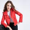 Jachetă roșie din piele artificială pentru femei, primăvară, toamnă, solidă, cu fermoar, haină motociclistă, îmbrăcăminte casual pentru femei, jachete pentru motociclete