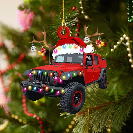 Christmas Vehicle Ornament Acrylic Truck Tractor Airplane Christmas Tree Ornament for Holiday Party Decoration
