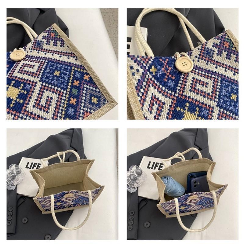 Bolsa de pano de vela nacional feminina verão moda portátil lancheira de linho bolsa bento