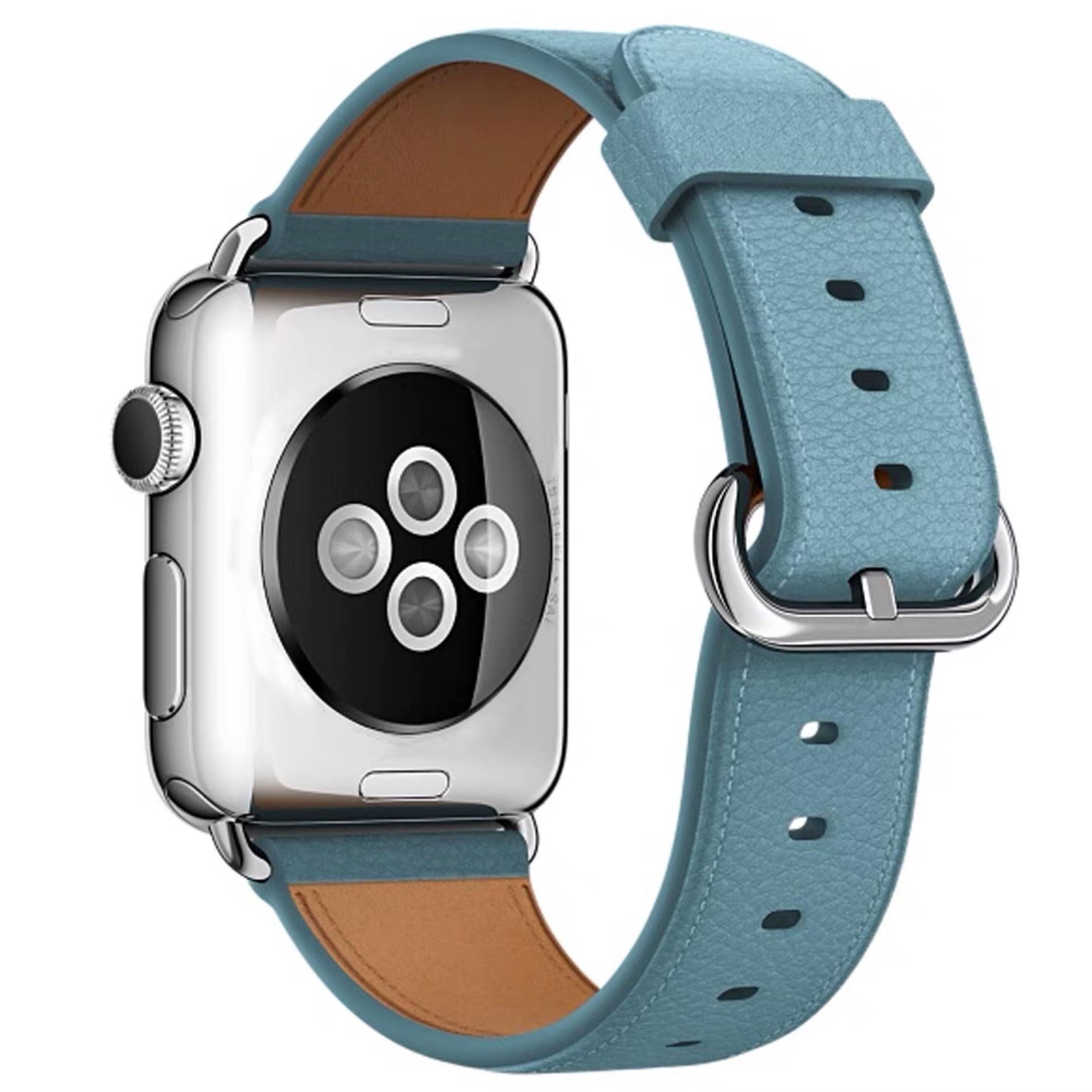 

Watch Band for Apple Watch Series 10 42mm/9 8 7 41mm/SE (2023) SE (2022) SE 6 5 4 40mm/3 2 1 38mm Genuine Cow Leather Watch Strap Sky Blue