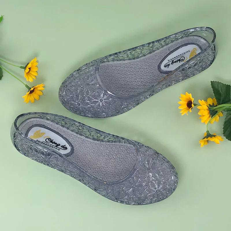 WTEMPO Women's Spring Summer Large Size Hollow-out Breathable Solid Color Flat Thick Heel Anti Slip Casual Shoes Single Shoes