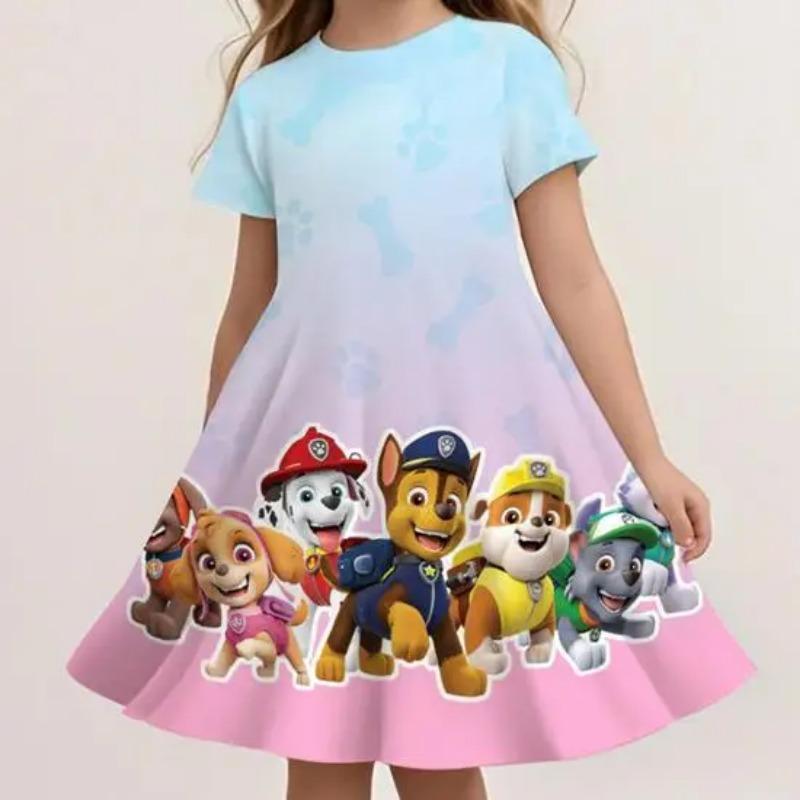 Girls Paw Patrol Loose Dress Summer Casual Beach Sundress Cute Cartoon