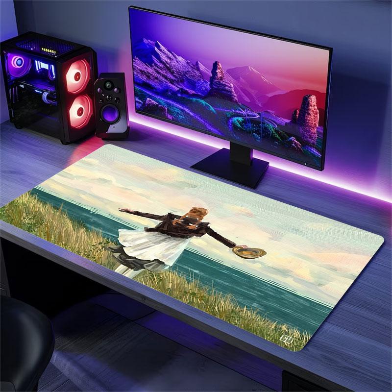 Anne Cartoon Mouse Pad, Large Gaming Desk Mat, Non-slip XXL Mousepad for Laptop & Tablet, Mini PC Playmat with Stitched Edges
