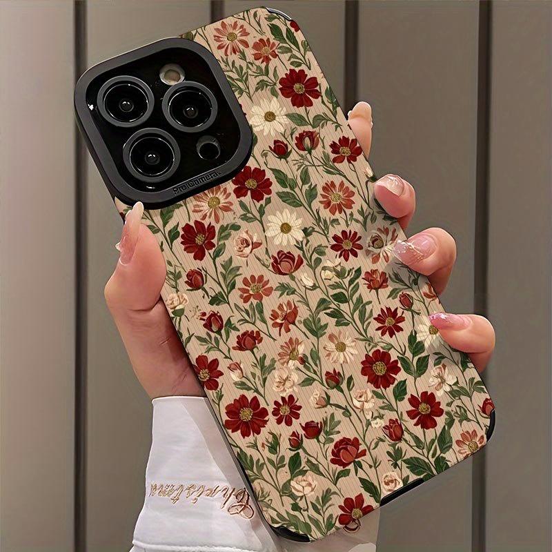 Retro Floral Pattern Design Phone Case Suitable for iPhone 14 13 12 11 7 8 Pro/ Max /Plus X XS XR Anti-fall and Shockproof