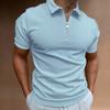 Men's Slim Fit Short Sleeve Half-Zip Striped Polo Shirt