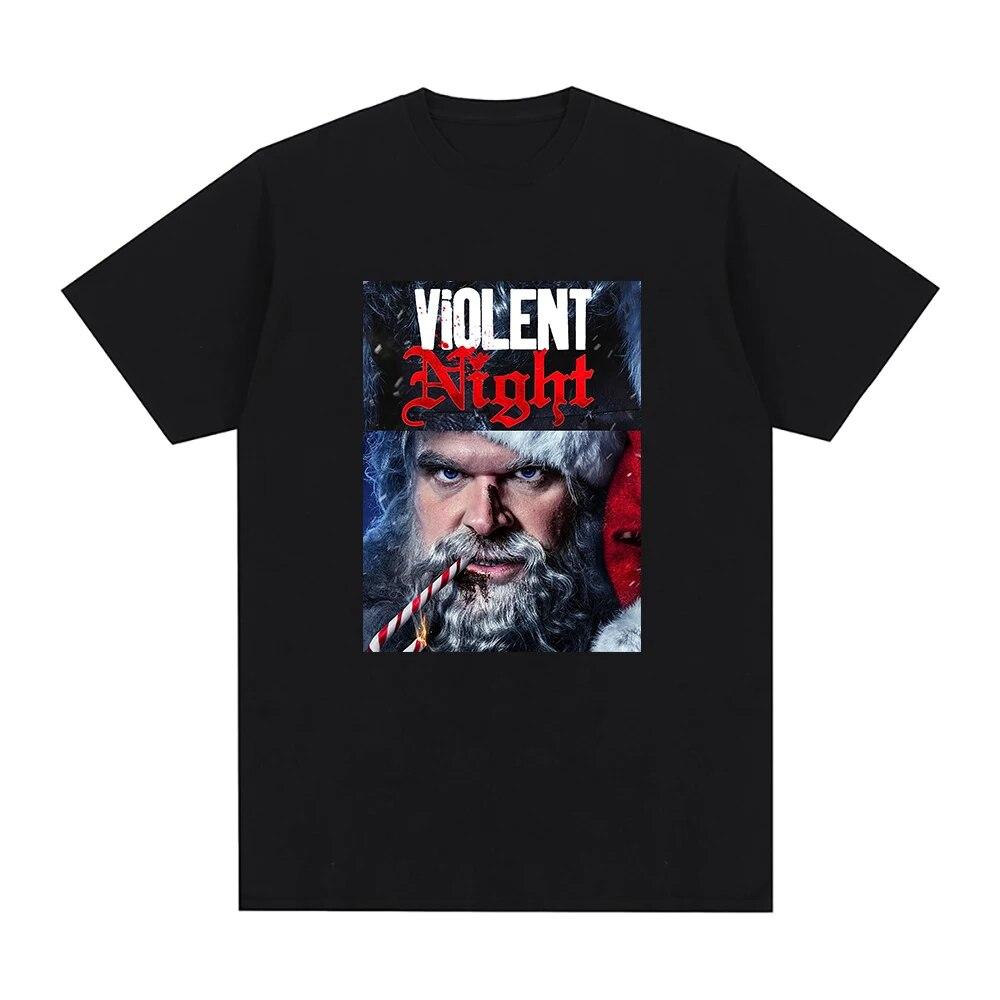 

Футболки Violent Night, унисекс/женские футболки, толстовка в стиле хип-хоп, винтажные рождественские топы, летняя футболка, хлопковая футболка, забавная одежда