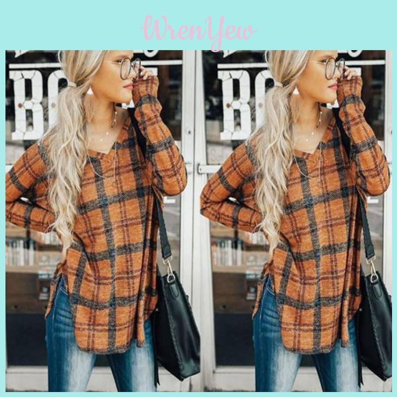Vintage Plaid Shirt For Women With Polyester Blend Long Sleeve Casual Style