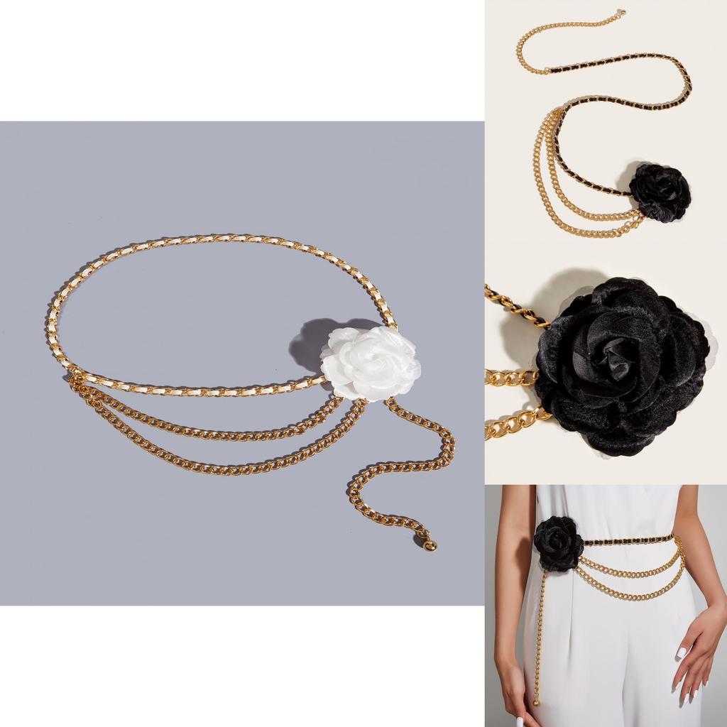 Metall-Blumen-Ketten gürtel mit künstlerischem Blumendesign für modebewusste Frauen