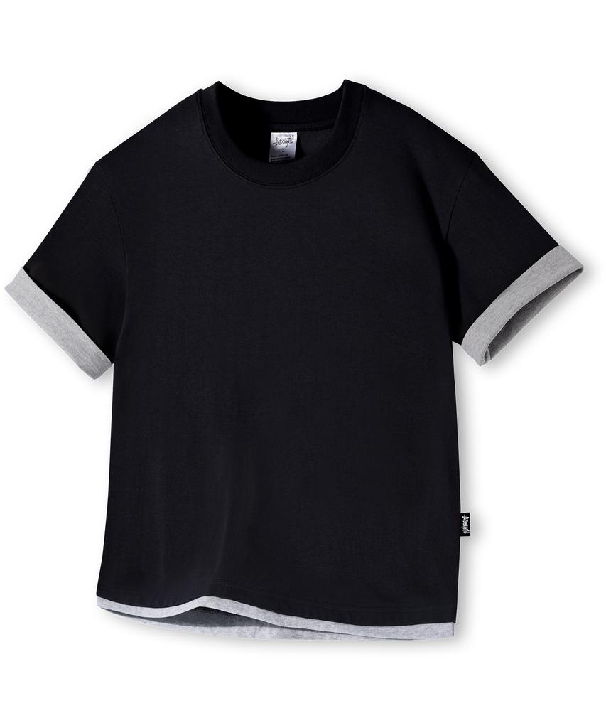 Yosemiti Color Block Roll-Up Layered Short Sleeve Tee Yt-3Y31