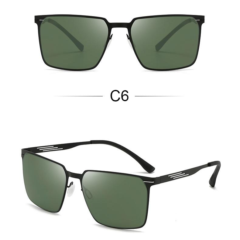 Men's sunglasses, fashionable metal square sunglasses for fishing while driving