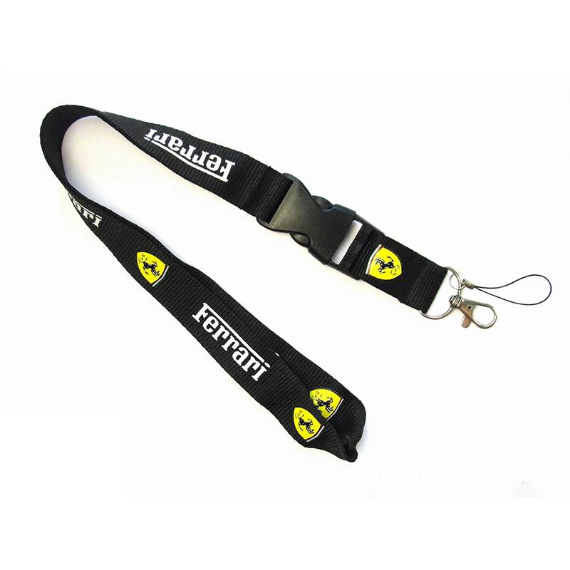 For F-Ferrari Keychain Key Ring Nylon Pendant Lanyard Gifts Neck Strap Lanyard Key Cell Phone Work ID Card Hanging Rope Keychain HS5