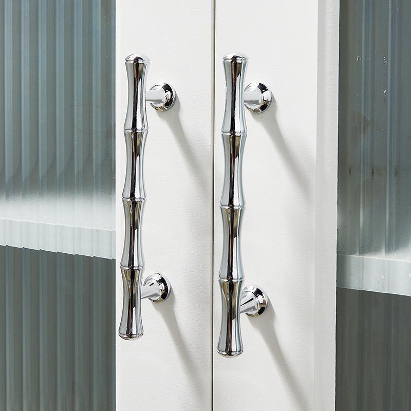 Brass Chrome Bamboo Wardrobe Handle - Modern Luxury Minimalist Nordic Drawer/Wine Cabinet Handle