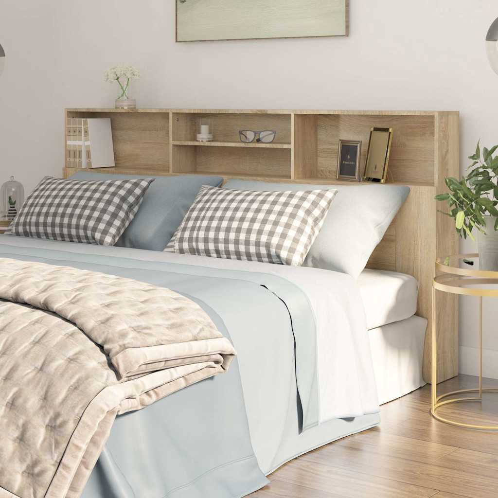 Headboard with Shelves Sonoma Oak 200 x 19 x 103.5 cm