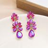 Women's Retro Colorful Flower Earrings - High-End, Light Luxury Studs with Exaggerated Long Design