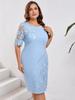 Dámské koktejlové šaty plus size slim s vyšívanou krajkovou stříží