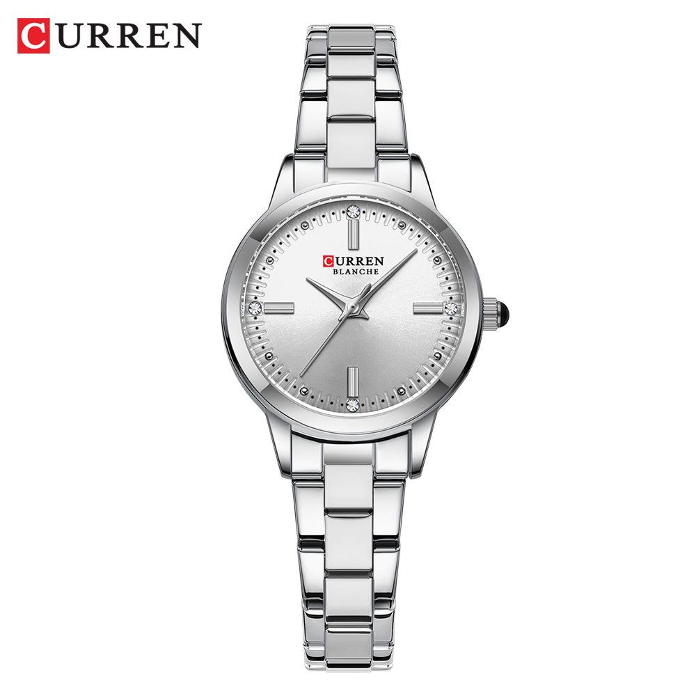CURREN 9094 Women's Waterproof Quartz Watch: Stainless Steel Strap, Korean Style with Rhinestone Accents.