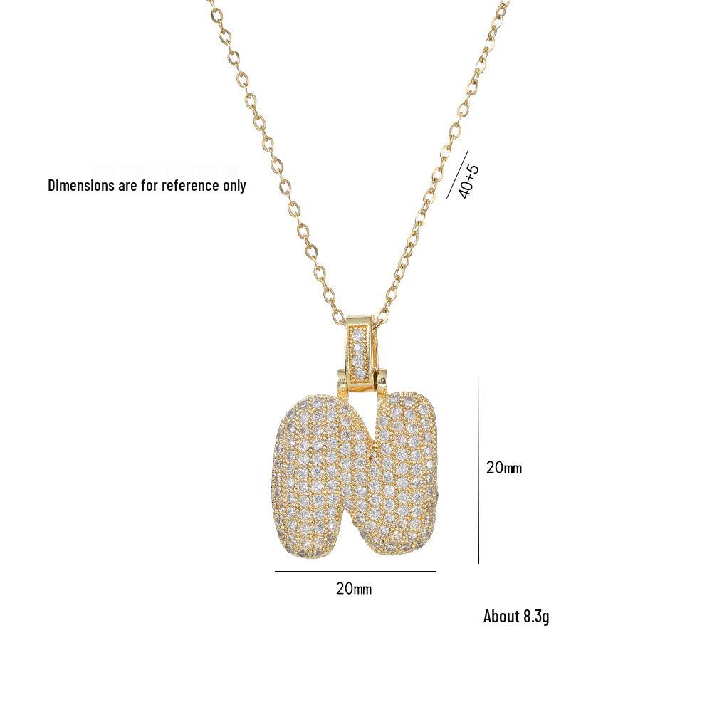 Women's European & American Style Copper Zircon Initial Necklace - Fashionable Clavicle Chain