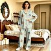 Unisex Pajama Set Long Sleeve Long Pants Casual Loungewear for Home Sleeping