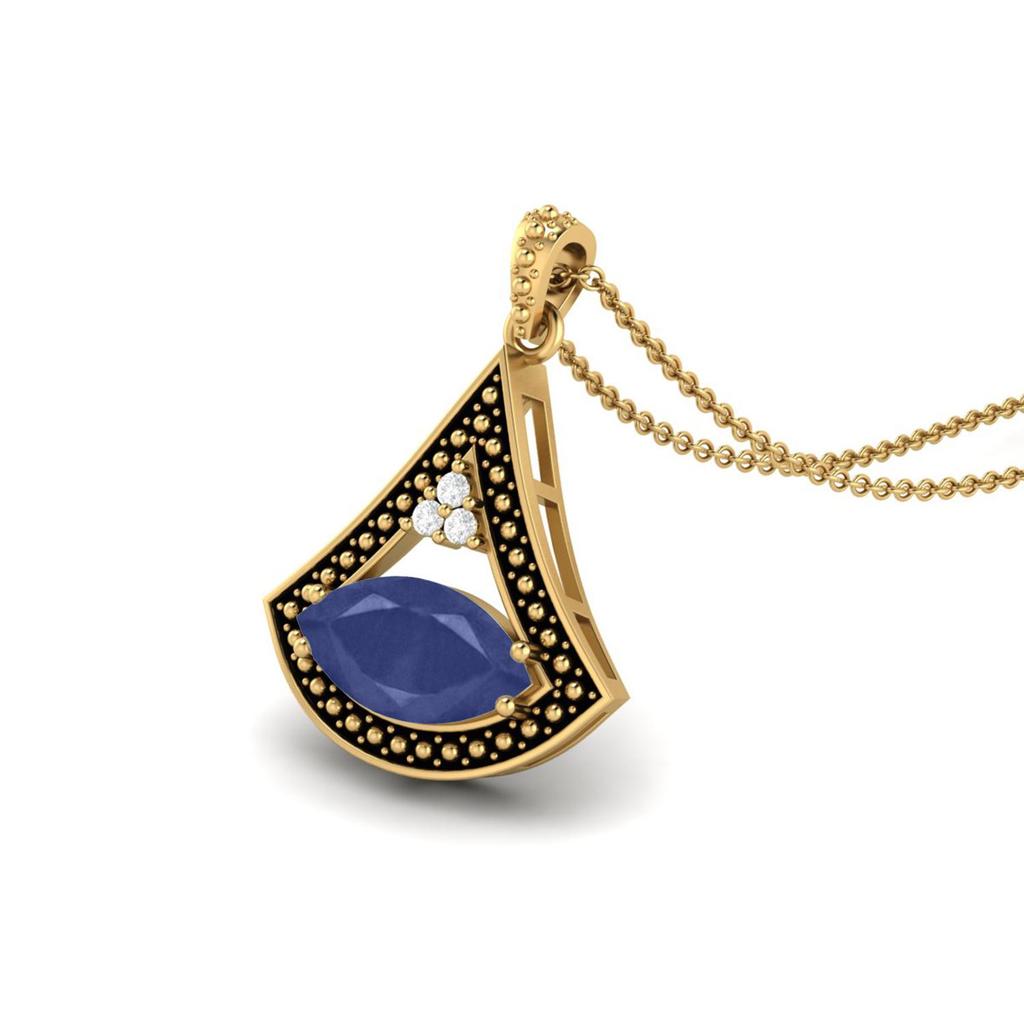 Blue Sapphire Marquise Necklace- 925 Sterling Silver