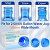 Gallon Water Jug Cap, Silicone Reusable Replacement Cap, Non Spill Bottle Caps for 55mm Bottle Water Dispenser Caps - Pack of 5