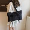 Canvas Bag Women's 2025 New Fashion Large Capacity Pleated Shoulder Underarm Bag Casual Fashion Messenger Tote Bag