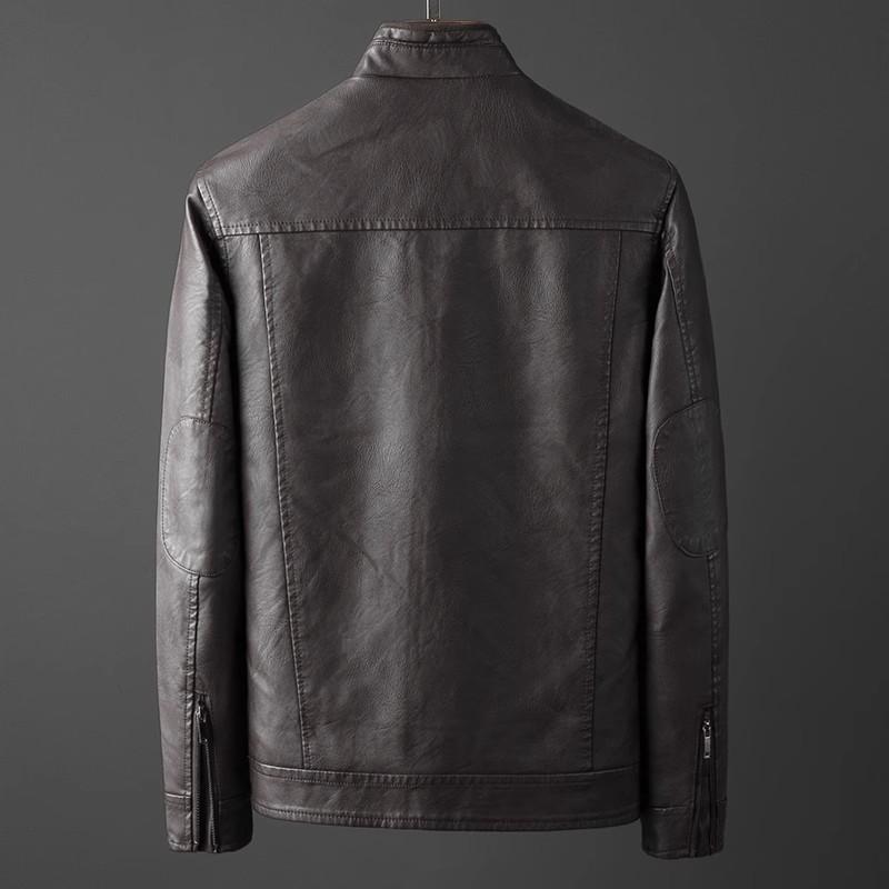 Giacca in Pelle da Uomo Autunnale Uomo Vestibilità Slim Moda Cappotto in Pelle Streetwear Casual PU Capo Esterno Maschile