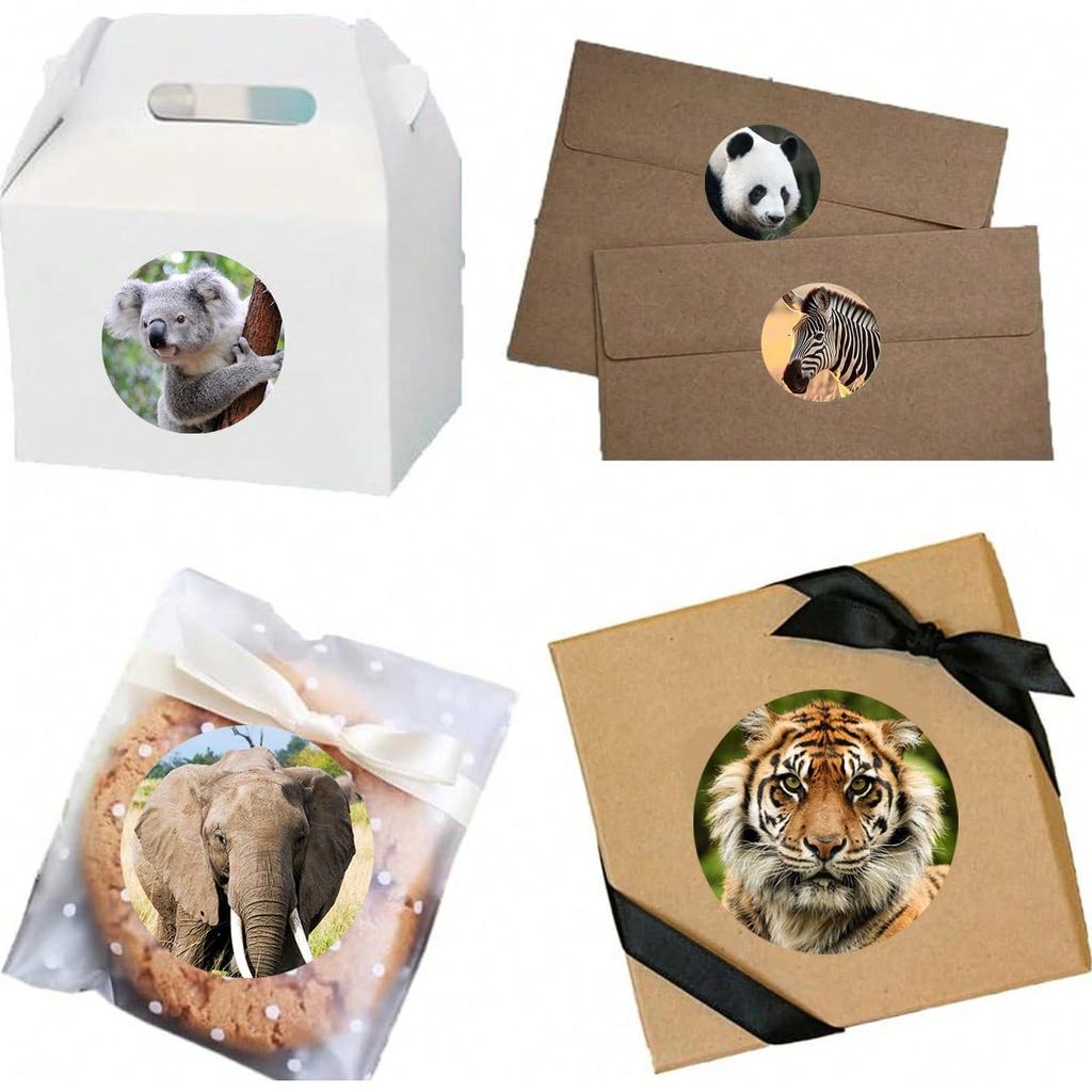 500 Pieces of Children's Animal Stickers - Circular Jungle Birthday Party Gift Decoration - for Teachers and Students' Classroom Rewards