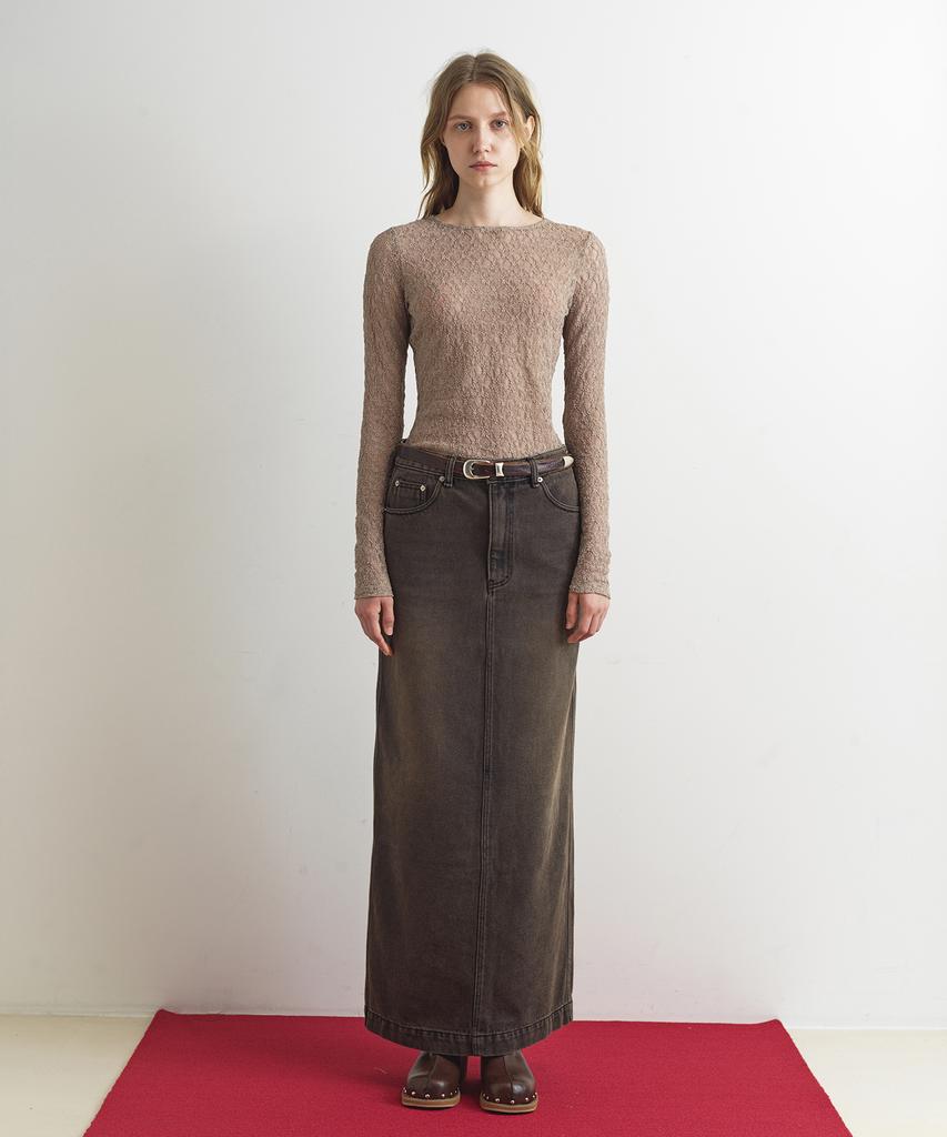 Aobteu Lace See Through Top - Mocha