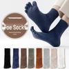 Men's 100% Cotton Mid-Calf Five-Toe Socks for Spring and Autumn