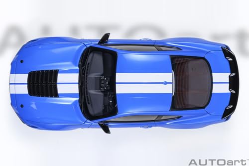 AUTOart 1/18 Scale Ford Mustang Shelby GT500 (Blue/White Stripes) Finished Product 73094