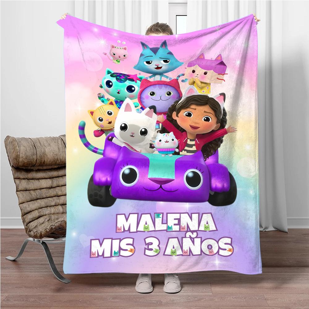 Cartoon G-Gabbys-Dollhouse Soft Flannel Blankets Keep Warm Throw Blanket Comfortable Blanket for Picnic Beds Sofa Home Bedroom