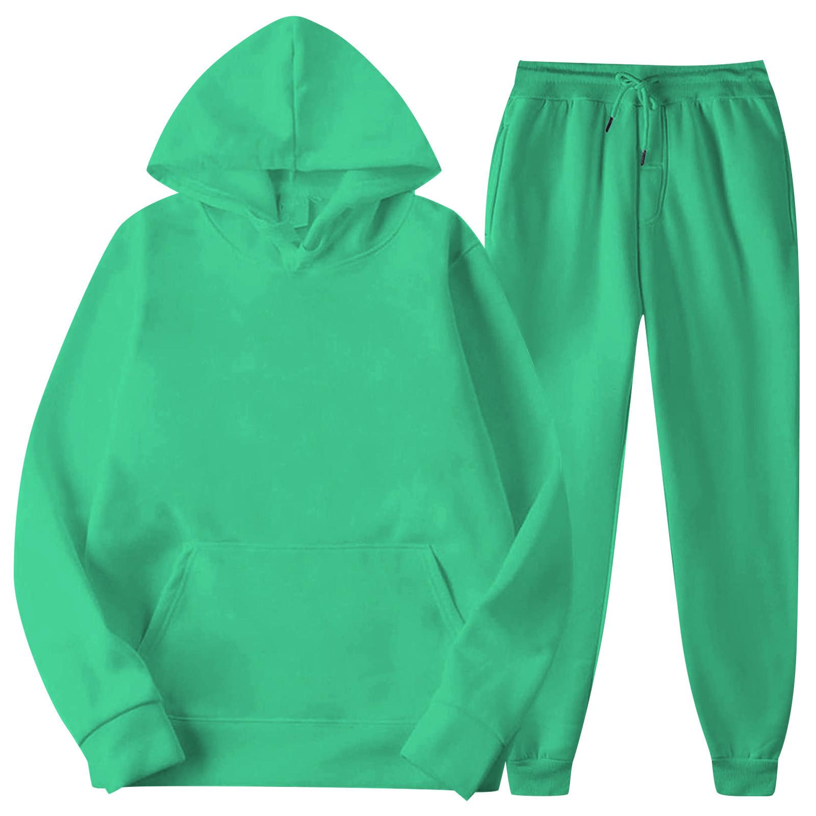 Męski dres sportowy z kapturem Unisex dwuczęściowy strój do biegania z długim rękawem pulower z kapturem bluza + zestaw spodni dresowych M blue