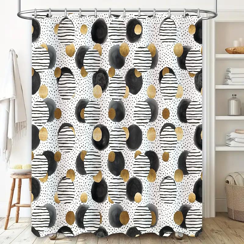 Boho Shower Curtain Set Modern Abstract Geometric Art Bathroom Decor Waterproof Fabric Liner Vintage Farmhouse Style
