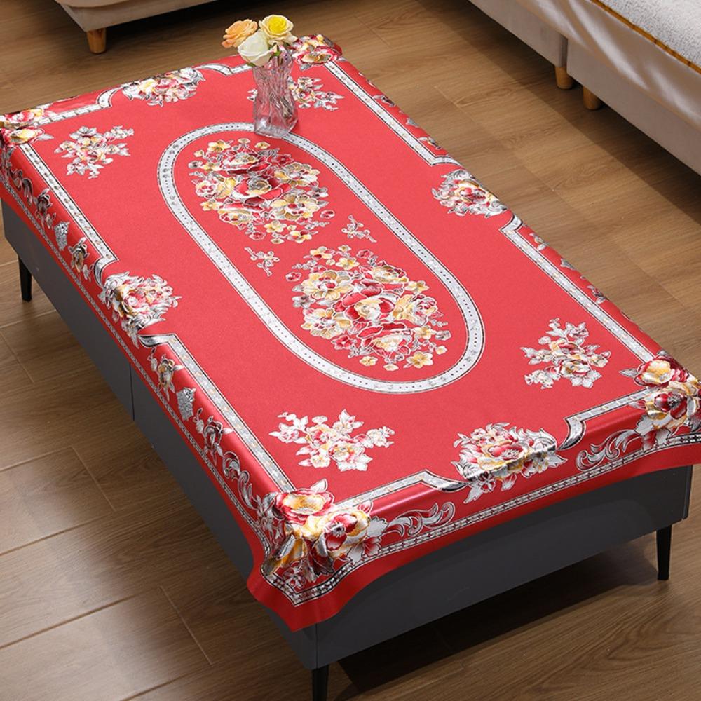 PVC Floral Tablecloth 90x150cm Dessert Table Cover Home Decoration Tea Table Cover  Wedding