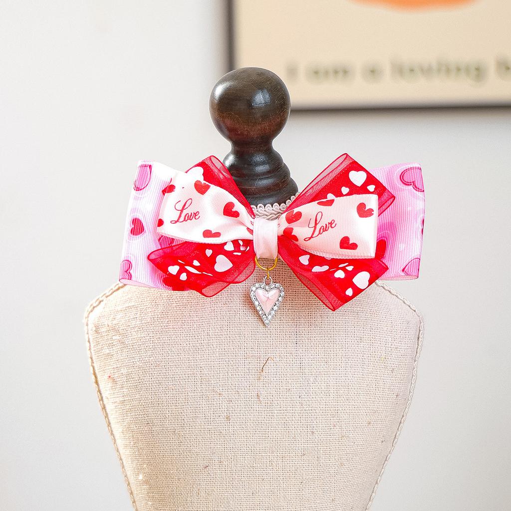 2026 Holiday Pet New Accessories Snood Cute Puppy Kitten Accessories Valentine's Day Bow Collar