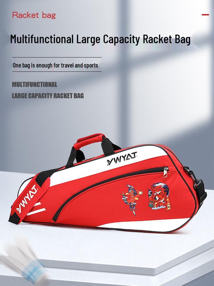 Ywyat Waterproof Chinese-Style Badminton & Tennis Racket Bag - Portable Single Shoulder 3-Piece Storage C211