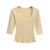 Spicy Girl U-neck Mid-Sleeve Slim-Fit Stretchy Top - Pure Desire Style (2026)