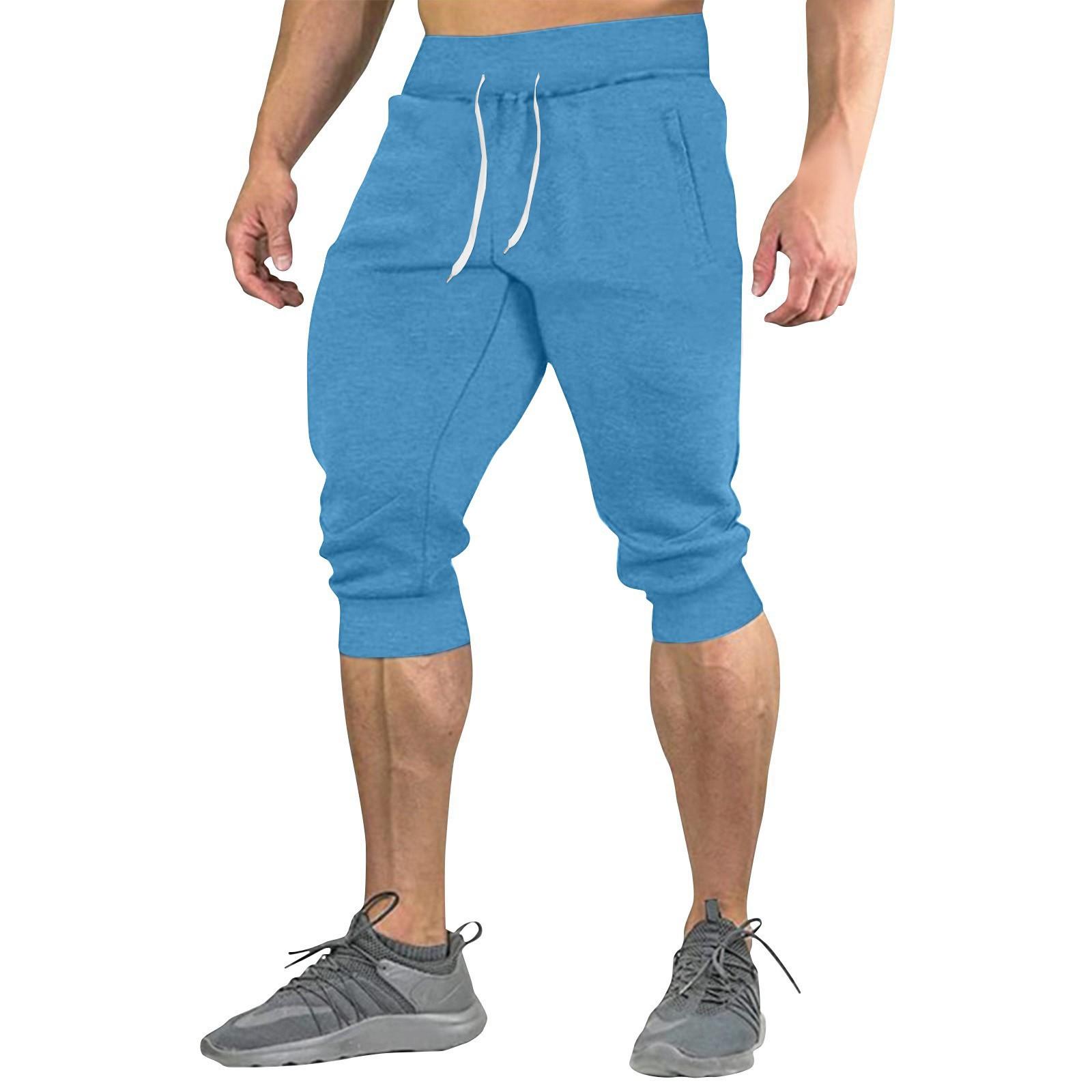 

Мужские летние однотонные шорты, мужские спортивные свободные повседневные брюки с эластичной резинкой на талии XXL синий