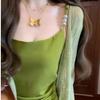 2026 New Summer Vacation French Suspender Green Dress Trendy Temperament Beautiful Super Fairy Dopamine