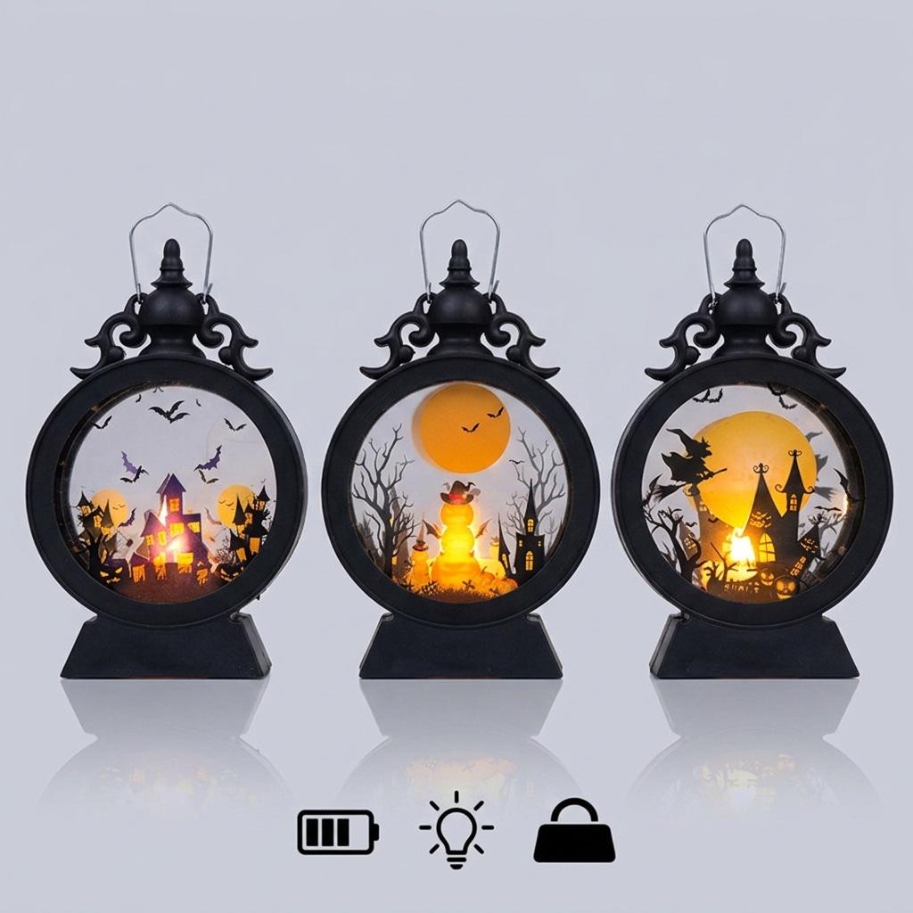 Halloween decoration, electronic candle portable wind lantern party atmosphere arrangement led electronic candle Halloween ornament