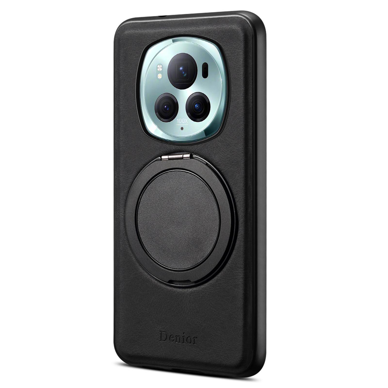 

DENIOR A14 For Honor Magic6 Pro 5G Magnetic Case Rotary Kickstand Leather PC TPU Phone Cover Black