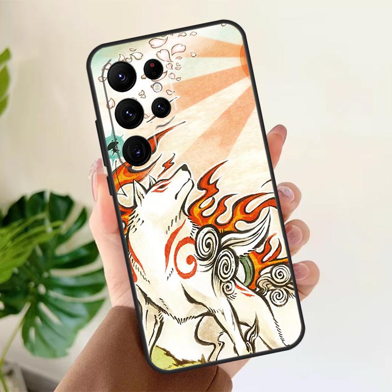 Okami Wolf Soft Case For Samsung Galaxy S24 Ultra S21 S22 S23 S25 Plus S20 FE S9 S10 S23 FE Phone Cover