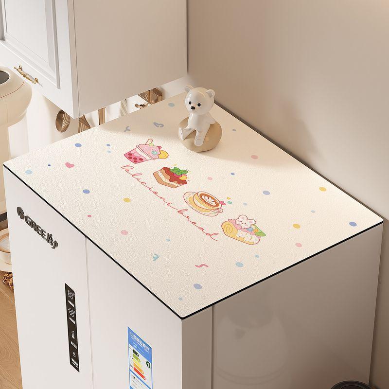 Cute Dessert Print Refrigerator Top Cover Mat Colorful Dot Waterproof Non Slip Anti Dust Cabinet Surface Pad Kitchen Mat